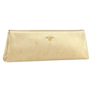 PRADA Clutch Bag Safiano leather Gold Auth bs32689-1