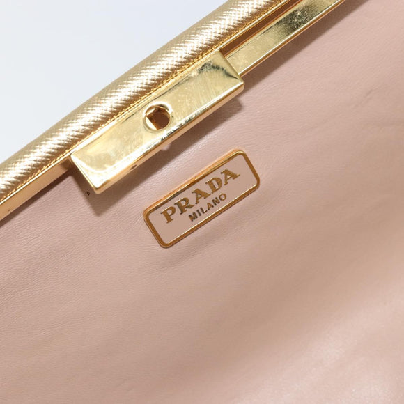 PRADA Clutch Bag Safiano leather Gold Auth bs32689