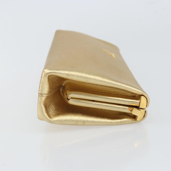 PRADA Clutch Bag Safiano leather Gold Auth bs32689