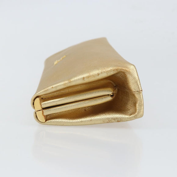 PRADA Clutch Bag Safiano leather Gold Auth bs32689