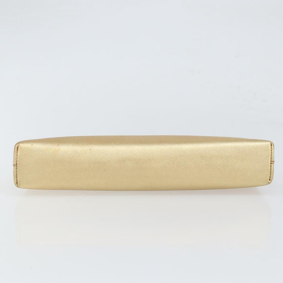 PRADA Clutch Bag Safiano leather Gold Auth bs32689