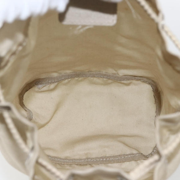 PRADA Pouch Nylon Beige Silver Auth bs32691