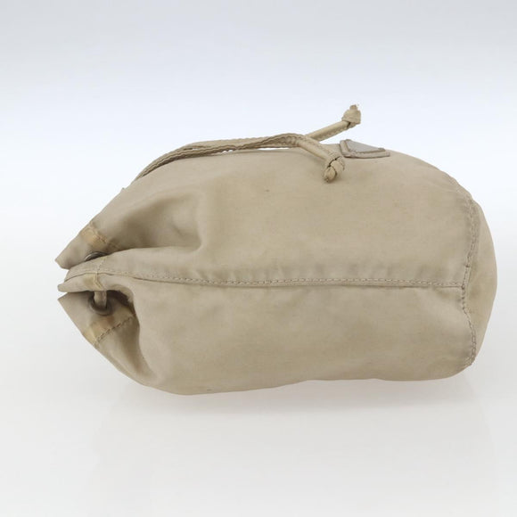 PRADA Pouch Nylon Beige Silver Auth bs32691