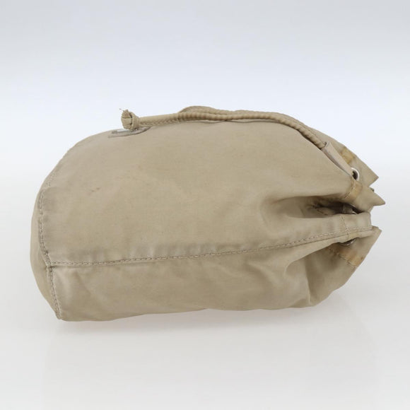 PRADA Pouch Nylon Beige Silver Auth bs32691