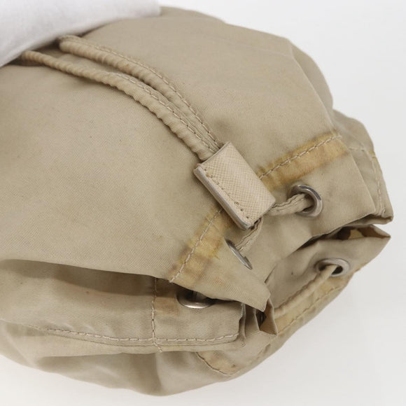 PRADA Pouch Nylon Beige Silver Auth bs32691