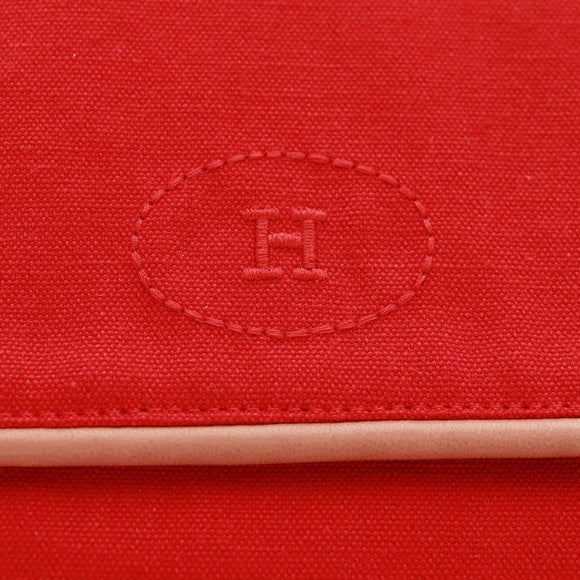 HERMES Pouch Canvas Red Auth bs32696V