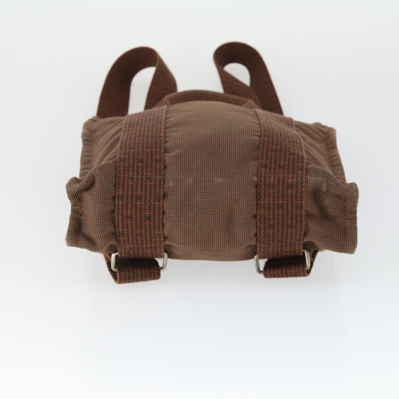 HERMES Her Line Add PM Backpack Canvas Brown Silver Auth bs32697