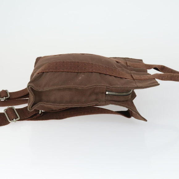 HERMES Her Line Add PM Backpack Canvas Brown Silver Auth bs32697