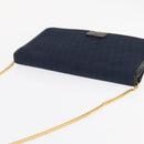 Christian Dior Chain Trotter Canvas Shoulder Bag Navy Gold Auth bs32699-6