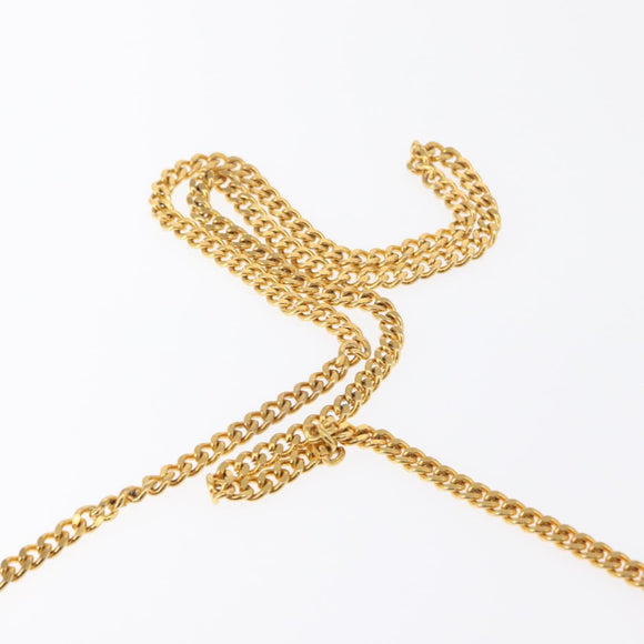 Christian Dior Chain Trotter Canvas Shoulder Bag Navy Gold Auth bs32699