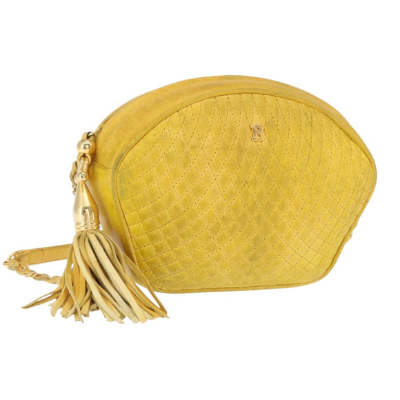 BALLY Shoulder Bag Leather Yellow Gold Auth bs32700