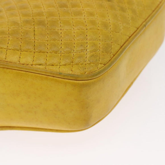 BALLY Shoulder Bag Leather Yellow Gold Auth bs32700