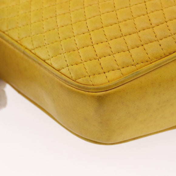 BALLY Shoulder Bag Leather Yellow Gold Auth bs32700