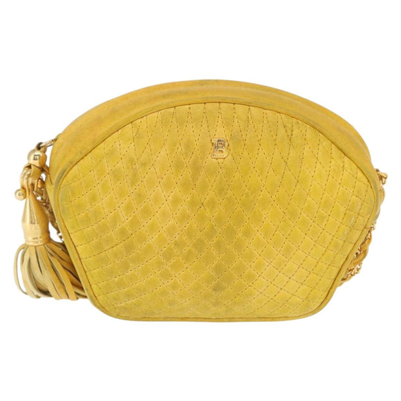BALLY Shoulder Bag Leather Yellow Gold Auth bs32700