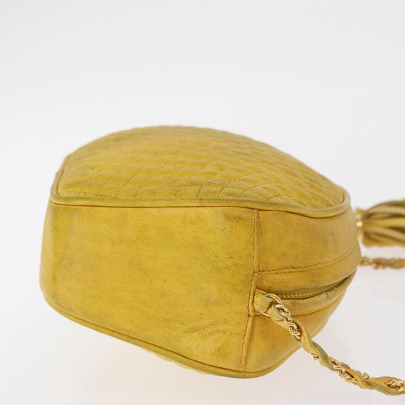 BALLY Shoulder Bag Leather Yellow Gold Auth bs32700