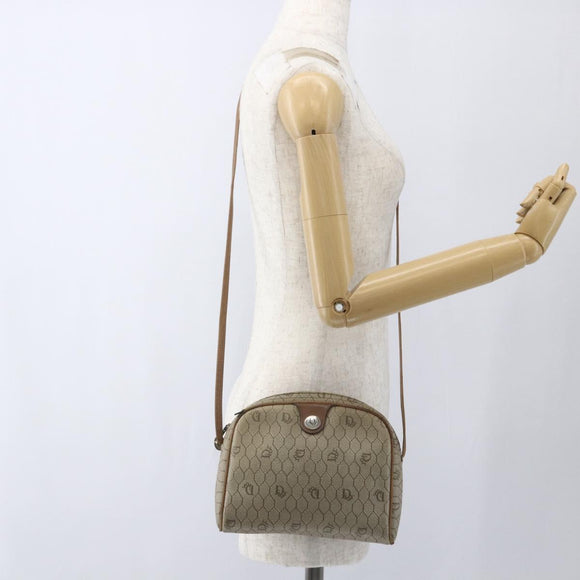 Christian Dior Honeycomb Canvas Shoulder Bag PVC Beige Auth bs32701