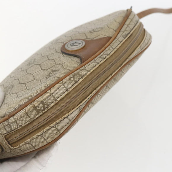 Christian Dior Honeycomb Canvas Shoulder Bag PVC Beige Auth bs32701