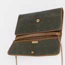 Christian Dior Honeycomb Canvas Chain Bag PVC Black Brown gold Auth bs32702-9
