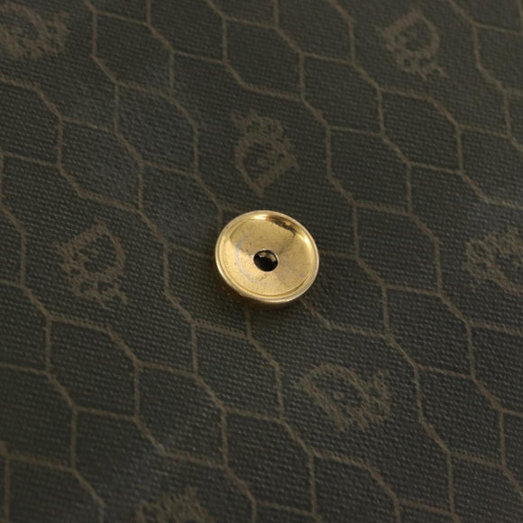 Christian Dior Honeycomb Canvas Chain Bag PVC Black Brown gold Auth bs32702