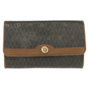 Christian Dior Honeycomb Canvas Chain Bag PVC Black Brown gold Auth bs32702-13