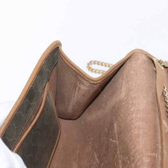 Christian Dior Honeycomb Canvas Chain Bag PVC Black Brown gold Auth bs32702