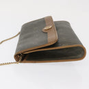 Christian Dior Honeycomb Canvas Chain Bag PVC Black Brown gold Auth bs32702-4