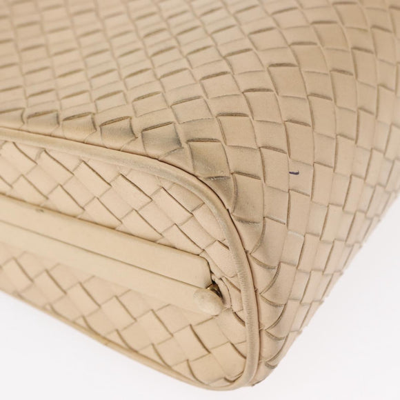 BOTTEGA VENETA INTRECCIATO Shoulder Bag Leather Beige Gold Auth bs32703