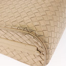 BOTTEGA VENETA INTRECCIATO Shoulder Bag Leather Beige Gold Auth bs32703-16