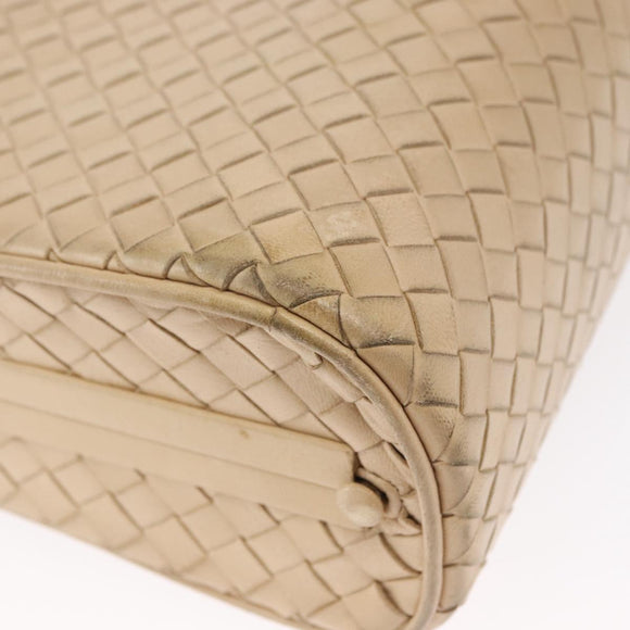 BOTTEGA VENETA INTRECCIATO Shoulder Bag Leather Beige Gold Auth bs32703