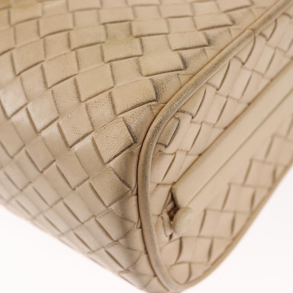 BOTTEGA VENETA INTRECCIATO Shoulder Bag Leather Beige Gold Auth bs32703