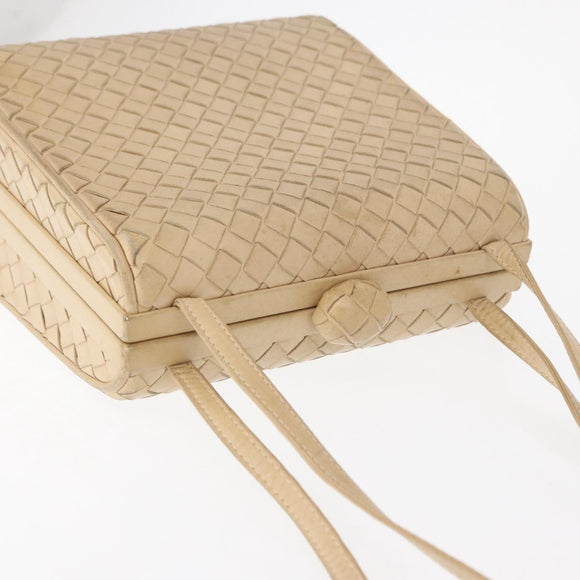 BOTTEGA VENETA INTRECCIATO Shoulder Bag Leather Beige Gold Auth bs32703