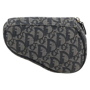 Christian Dior Trotter Canvas Saddle Pouch Navy Gold Auth bs32705 - 0