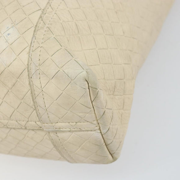 BOTTEGA VENETA INTRECCIATO Hand Bag Leather Cream Auth bs32707