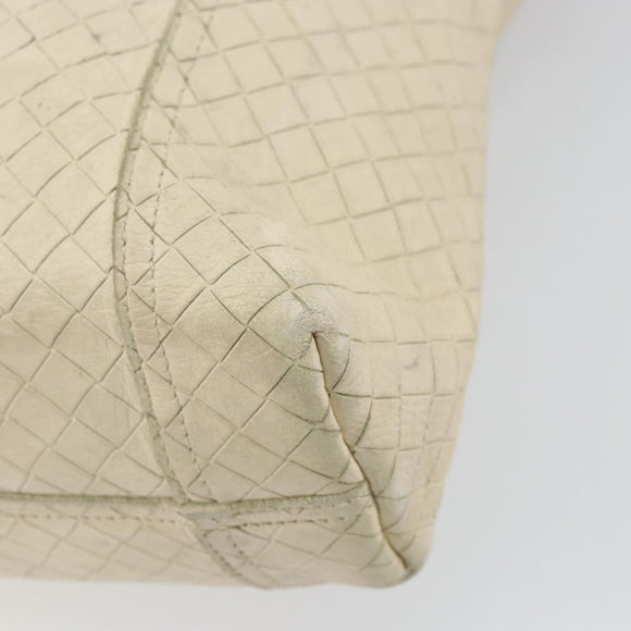 BOTTEGA VENETA INTRECCIATO Hand Bag Leather Cream Auth bs32707