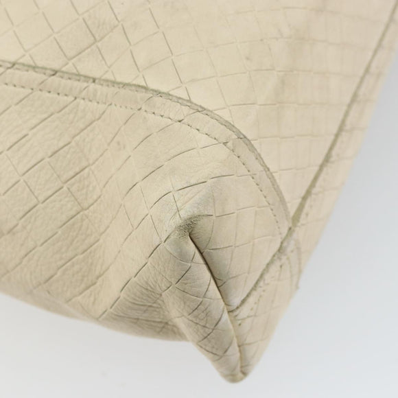 BOTTEGA VENETA INTRECCIATO Hand Bag Leather Cream Auth bs32707