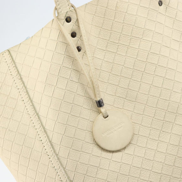 BOTTEGA VENETA INTRECCIATO Hand Bag Leather Cream Auth bs32707