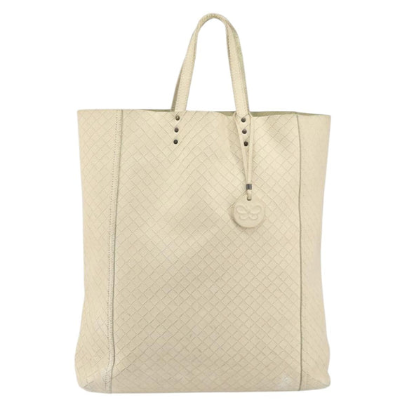 BOTTEGA VENETA INTRECCIATO Hand Bag Leather Cream Auth bs32707
