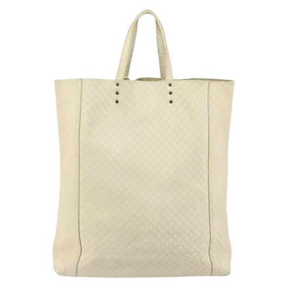 BOTTEGA VENETA INTRECCIATO Hand Bag Leather Cream Auth bs32707