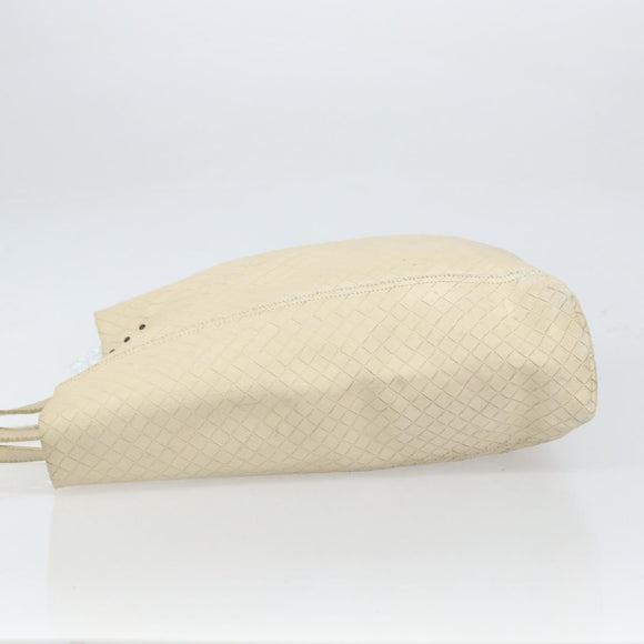 BOTTEGA VENETA INTRECCIATO Hand Bag Leather Cream Auth bs32707