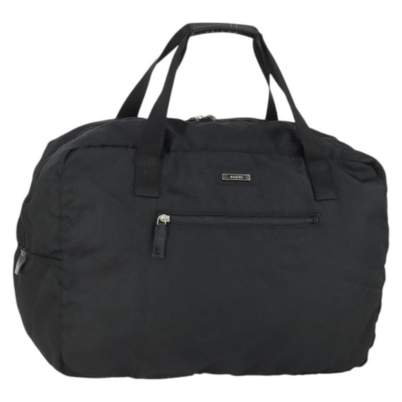 GUCCI Boston Bag Nylon Schwarz Silber 012 0389 Auth bs32709