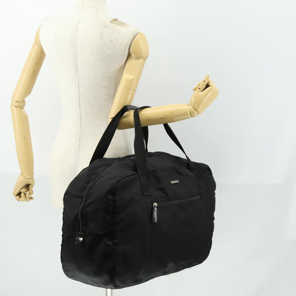 GUCCI Boston Bag Nylon Schwarz Silber 012 0389 Auth bs32709