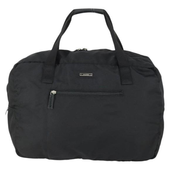 GUCCI Boston Bag Nylon Schwarz Silber 012 0389 Auth bs32709