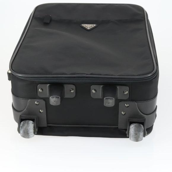 PRADA Carry Case Suitcase Nylon Black Silver Auth bs32712