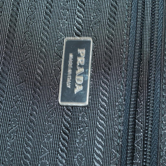 PRADA Carry Case Suitcase Nylon Black Silver Auth bs32712