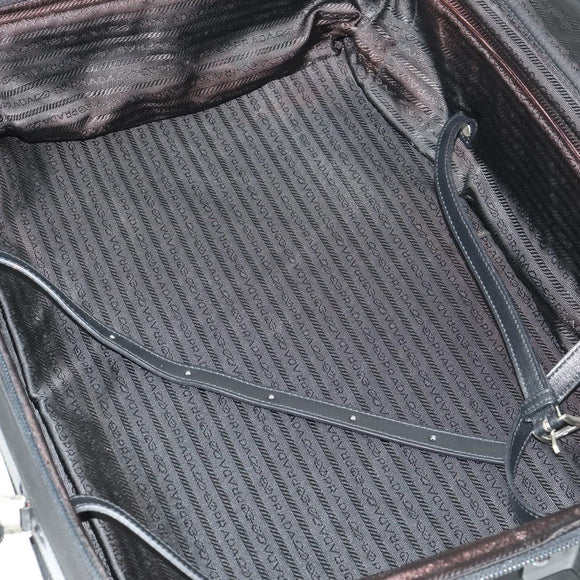 PRADA Carry Case Suitcase Nylon Black Silver Auth bs32712
