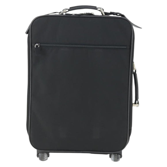 PRADA Carry Case Suitcase Nylon Black Silver Auth bs32712