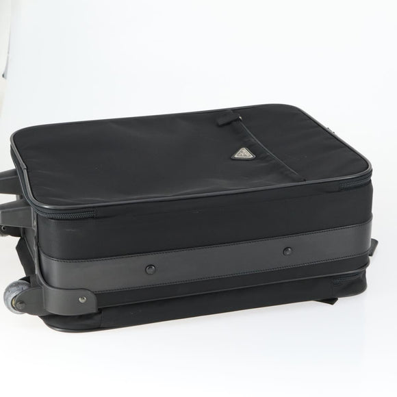 PRADA Carry Case Suitcase Nylon Black Silver Auth bs32712