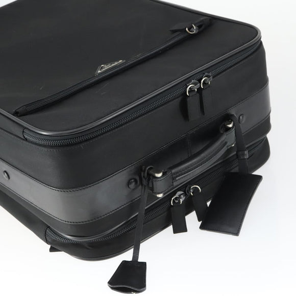 PRADA Carry Case Suitcase Nylon Black Silver Auth bs32712