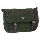 PRADA Shoulder Bag Nylon Green Silver Auth bs32714-1