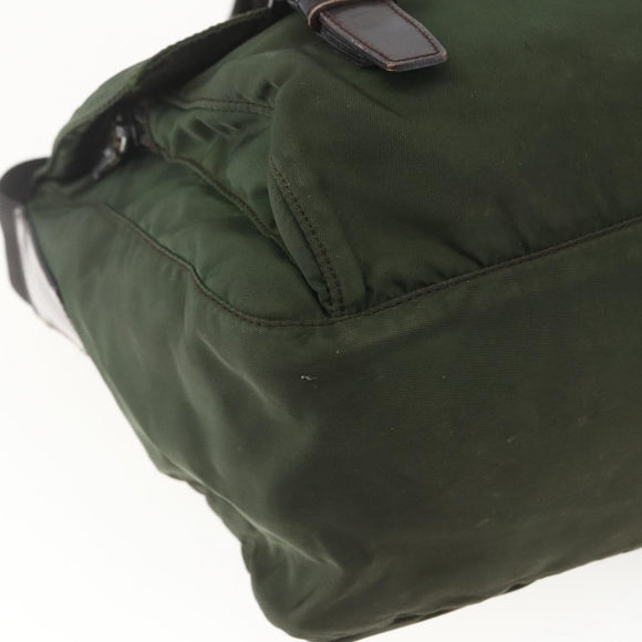 PRADA Shoulder Bag Nylon Green Silver Auth bs32714